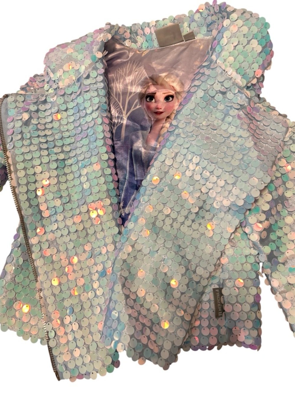 Disney Iridescent Sequin Elsa Jacket - Pastel Blue/Pink Shimmer